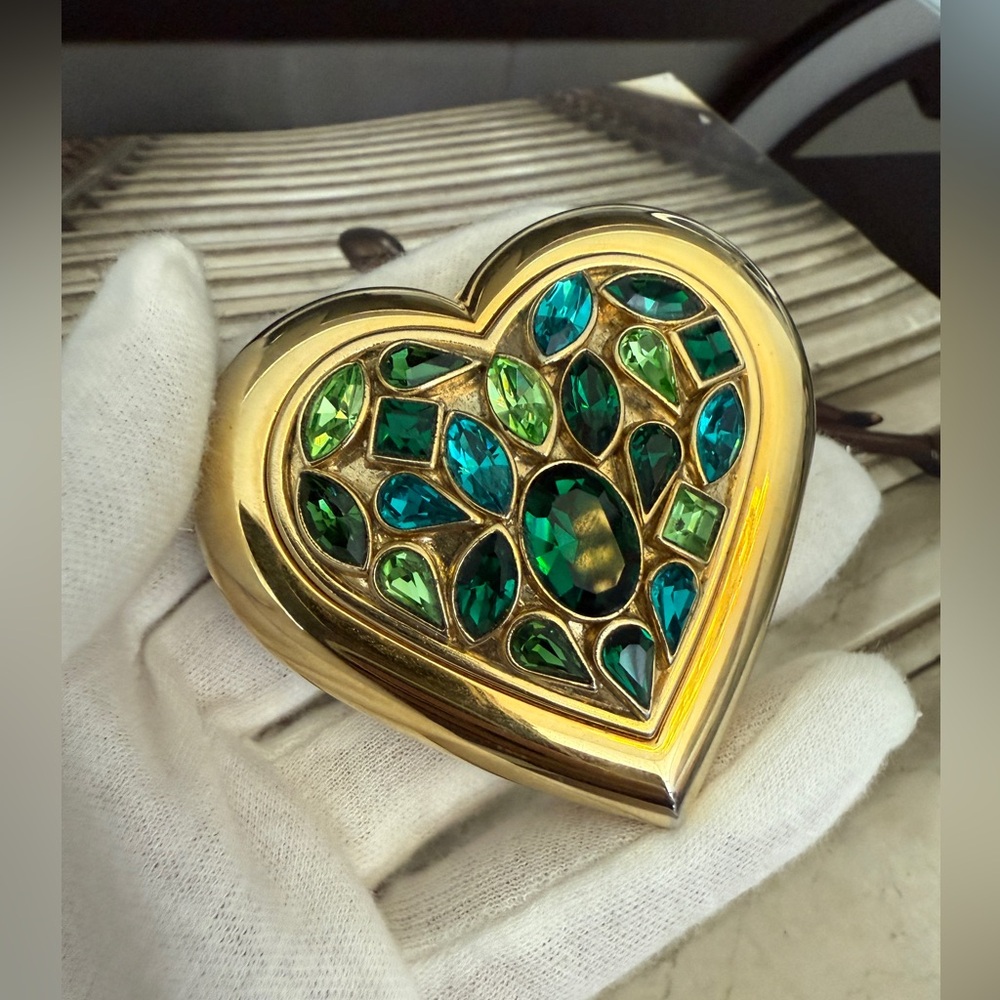 LOT 2233 18K gold plated jewel YSL Vintage POWDER case mirror Robert Goossens - Picture 3 of 17